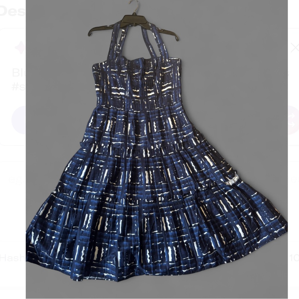 Milly Navy and White Patterned Dress. Size 10